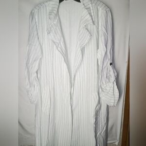 Elegant White Striped Trench Coat
